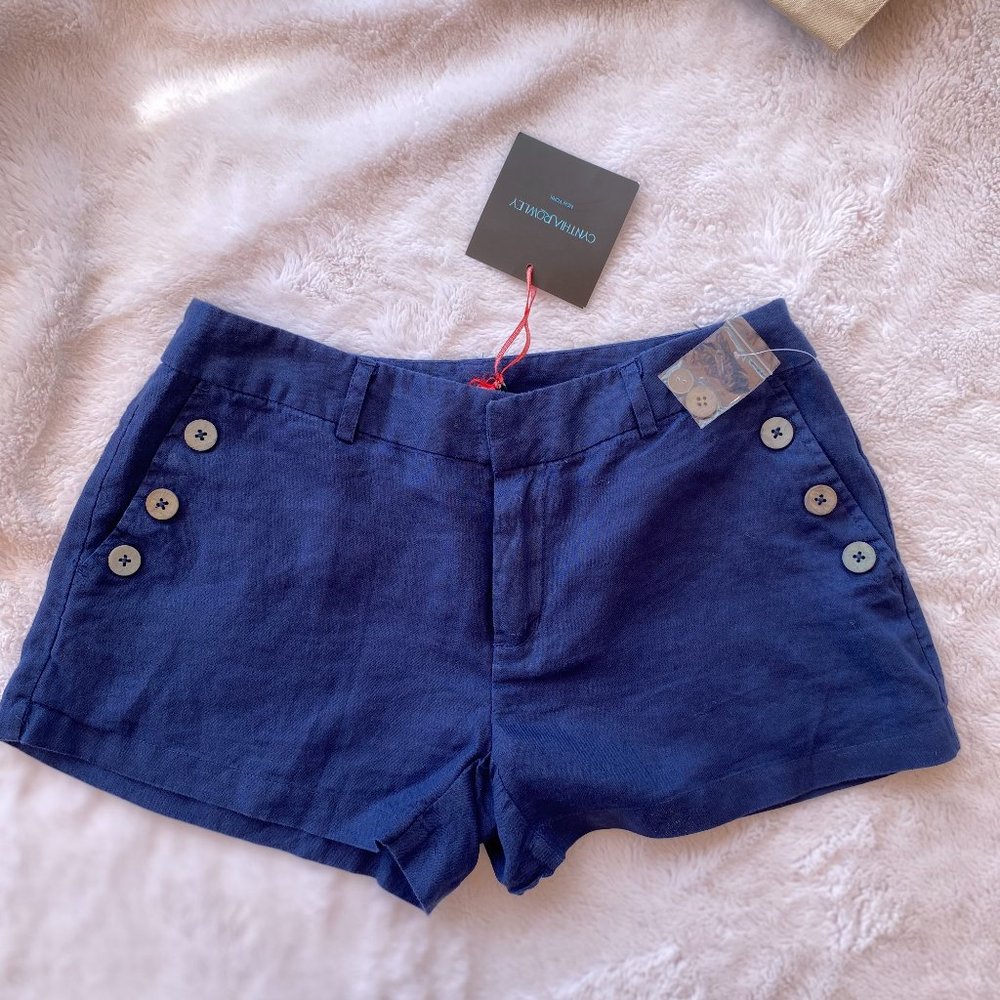 Cynthia Rowley Shorts.  Size 4.  Navy Blue.  100% Linen